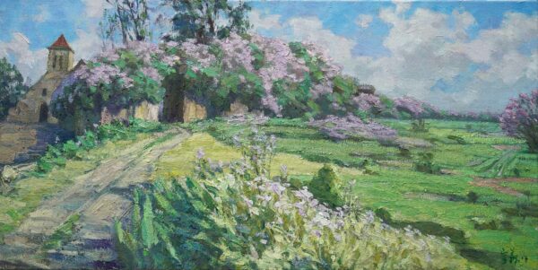 Jian Xuanyi Paysage du printemps en Dordogne 100x50 Huile sur toile