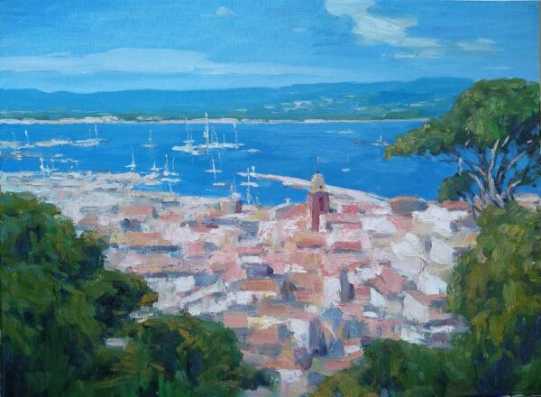 Jian Xuanyi paysage de Saint Tropez 80x60 Huile sue toile