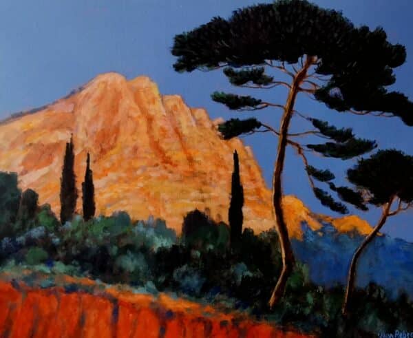 Yann Rebecq - La montagne Sainte Victoire au soleil couchant